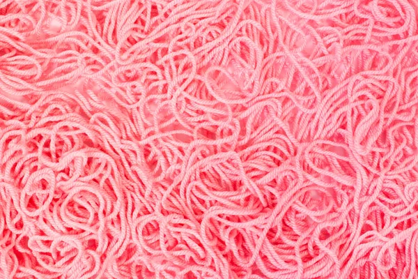 Pile Pink Tangled Knitting Yarn Wool — Stock Photo, Image