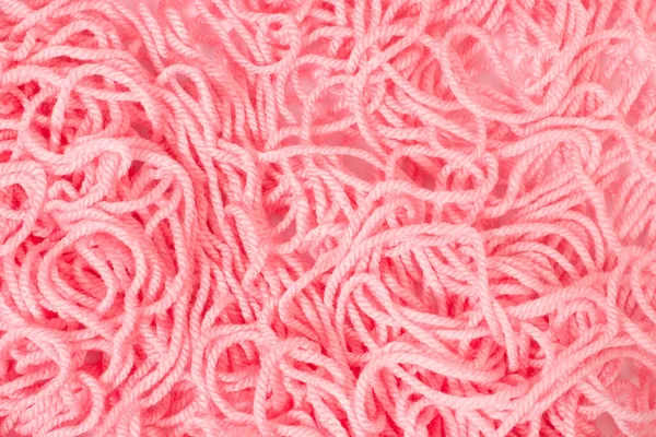 Pile Pink Tangled Knitting Yarn Wool — Stock Photo, Image