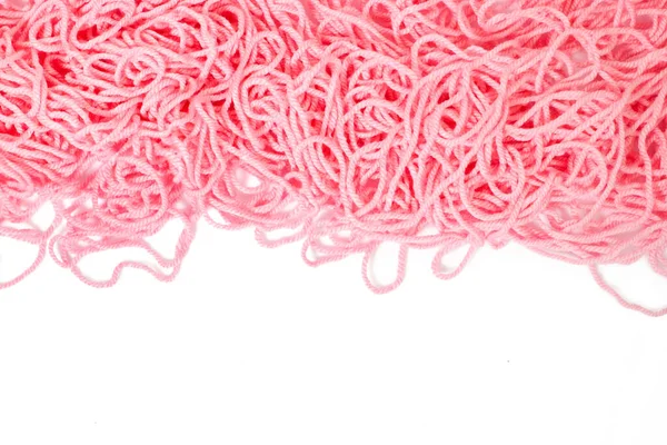 Rózsaszín Kusza Kötésű Fonal Gyapjúból — Stock Fotó
