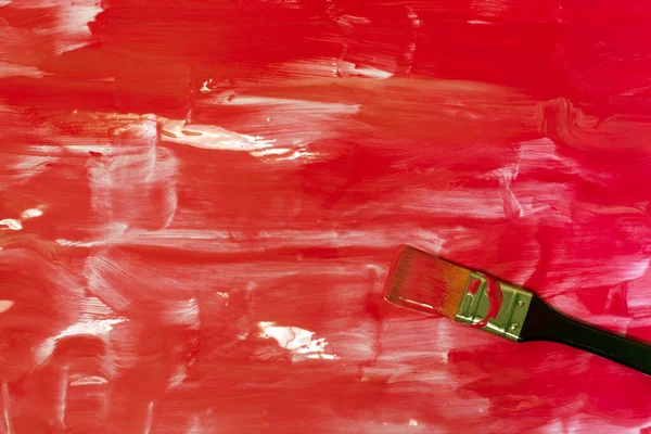 Detalhe Vista Próxima Papel Vermelho Pintado Abstrato Com Escova — Fotografia de Stock