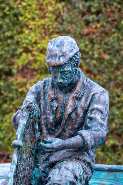 Close View Bronze Fisherman Statue Located Olhao City Portugal — Stock Photo, Image