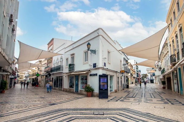 Faro Portugal Junho 2021 Centro Principal Zona Comercial Turística Cidade — Fotografia de Stock