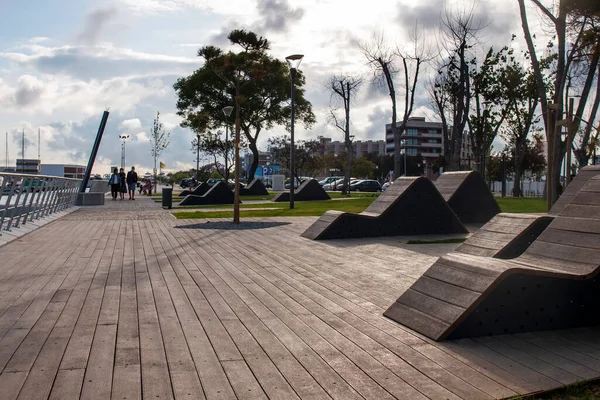 Piękny Widok Relaksujący Park Patrao Joaquim Lopes Miasto Olhao Portugalia — Zdjęcie stockowe