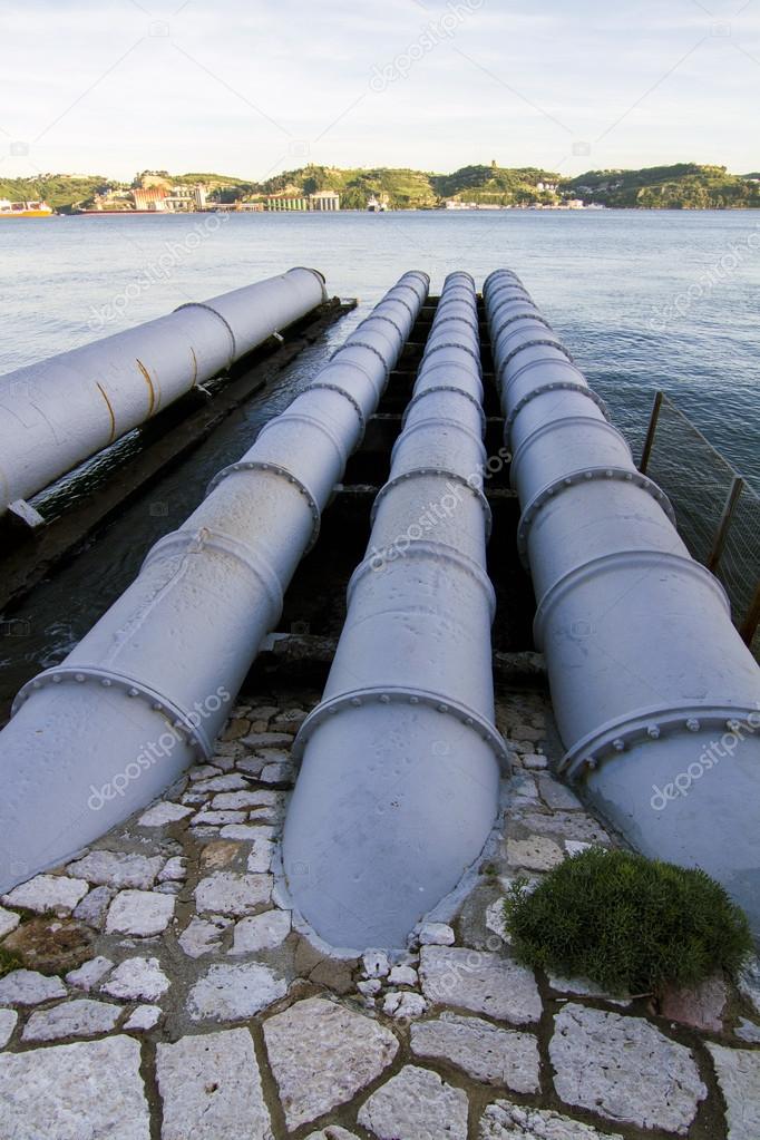 View of old sewage pipes