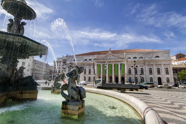 Fontana centrale in piazza Rossio — Foto Stock