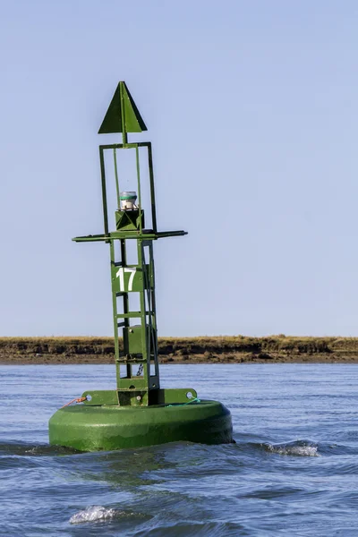 Плавающий зелёный навигационный буй — стоковое фото