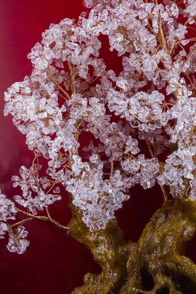 Falso bonsai decorativo con foglie di cristallo — Foto Stock