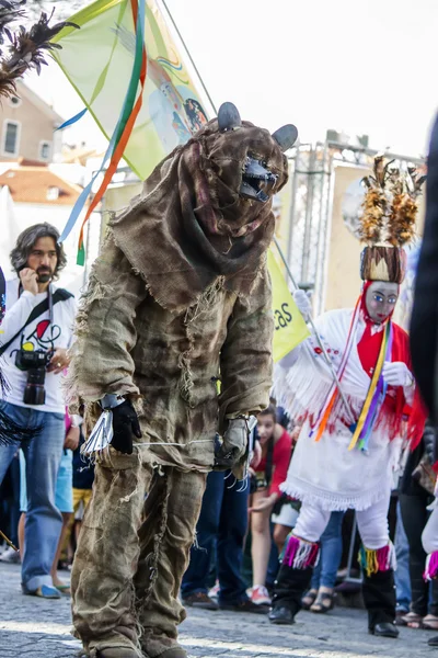 Desfile de trajes e máscaras tradicionais — Fotografia de Stock