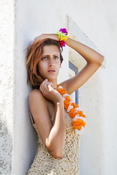 Young girl in a summer dress — Stockfoto