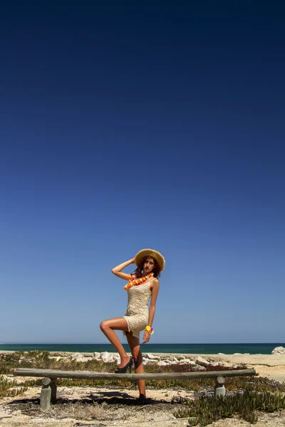 Young girl in a summer dress — Stok fotoğraf