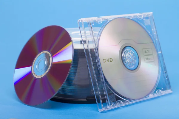 Jewel case with virgin dvd and cd discs — Stock Photo, Image