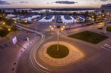 Panoramik Bahçe ve marina güzel Faro şehir panoraması