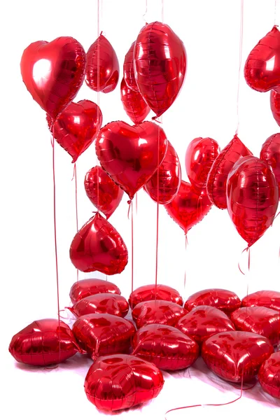 Bando de balões de coração vermelho — Fotografia de Stock