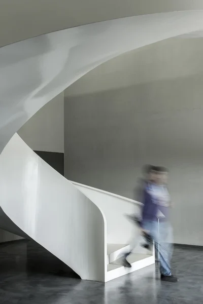 Beautiful and modern spiral white staircase — Stock Photo, Image