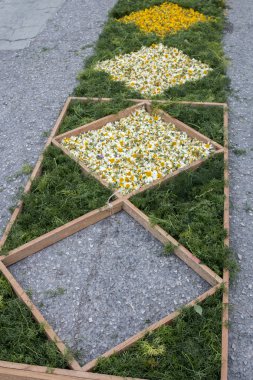 Çiçek meşaleler geleneksel dini geçit