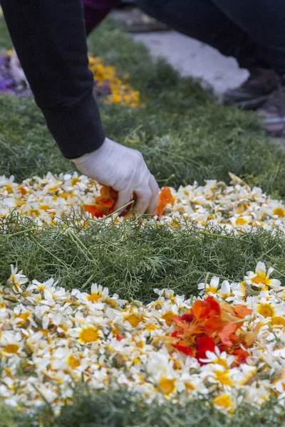 Procissão religiosa tradicional das tochas de flores — Fotografia de Stock