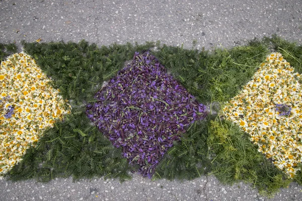 Traditionele religieuze processie van de fakkels van de bloem — Stockfoto