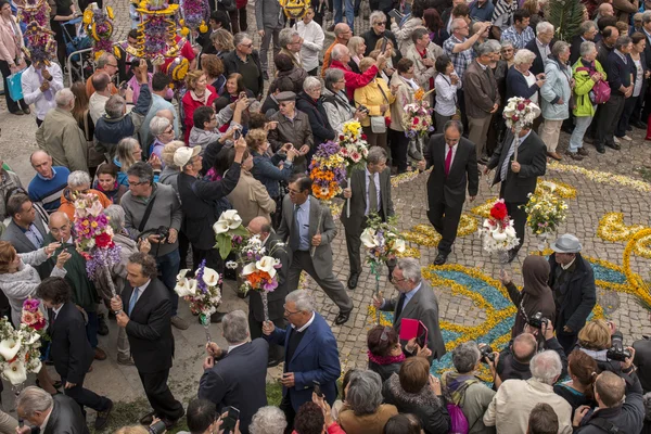 Tradycyjna religijna procesja z pochodniami kwiat — Zdjęcie stockowe