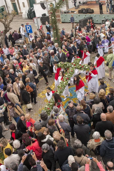 Procession religieuse traditionnelle des torches de fleurs — Photo