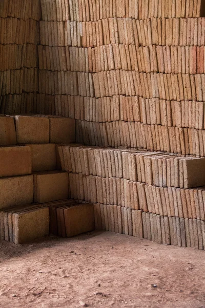 Pile of traditional mud bricks production — Stock Photo, Image