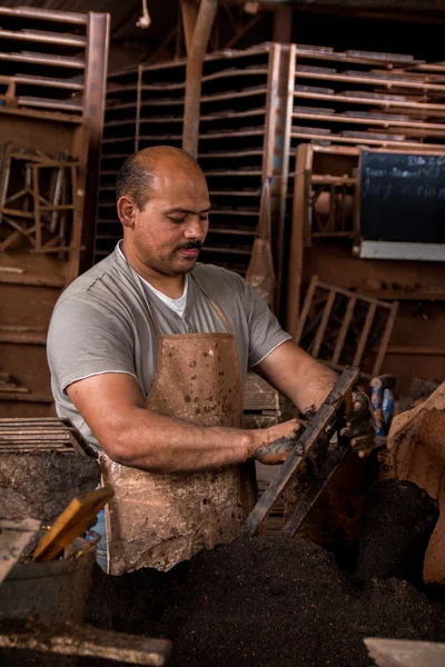 Traditional mud brick production factory. — Stock Photo, Image