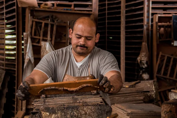 Traditional mud brick production factory. — Stock Photo, Image