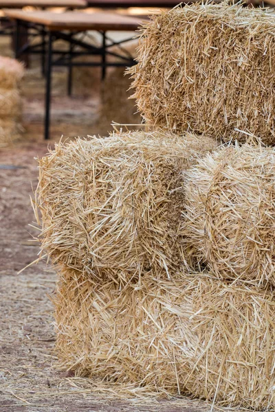 Haystacks of yellow straw. — Stockfoto