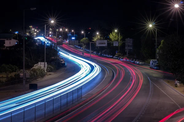 Araba çizgi ışıklar gece — Stok fotoğraf
