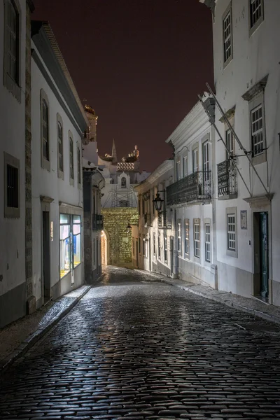 Main street of the entrance to the historical town of Faro — Stock Photo, Image