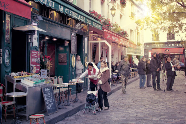 Paris montmartre street scene