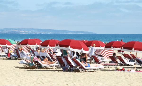 Відпочиваючі, які користуються на пляжі — стокове фото