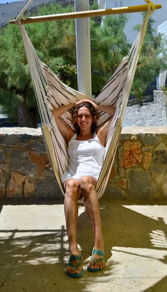 Girl in hammock — Stock Photo, Image