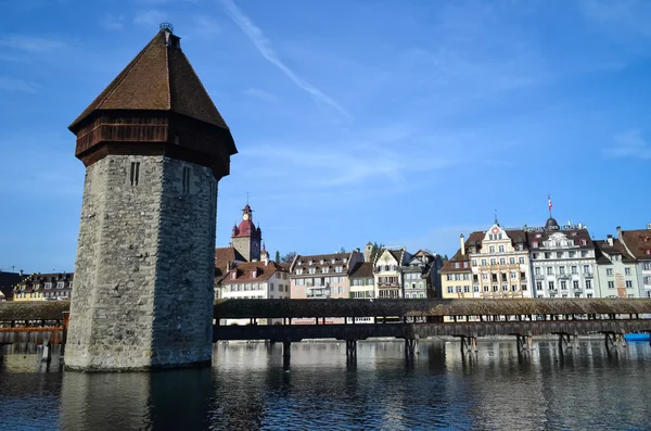 Şapel-köprüden Lucerne içinde — Stok fotoğraf