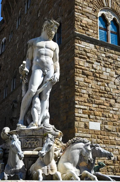 Fontana del Nettuno in Piazza della Signoria — Foto Stock