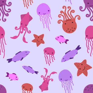 Sorunsuz sevimli deniz desen