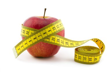 ölçme bant ile kırmızı elma