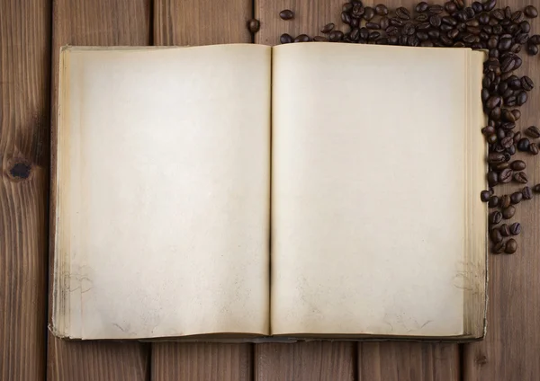 Top view of blank open old book — Stock Photo, Image