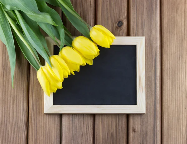 Felülnézet sárga tulipánok — Stock Fotó