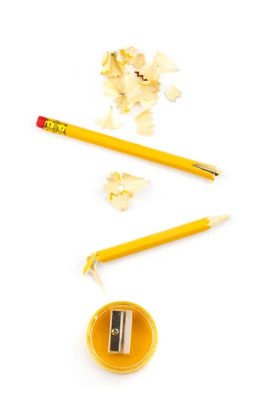 Top view of broken yellow pencil, — Stock Photo, Image