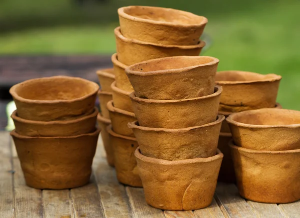 Bread pots on festival of street food. — Stock Photo, Image