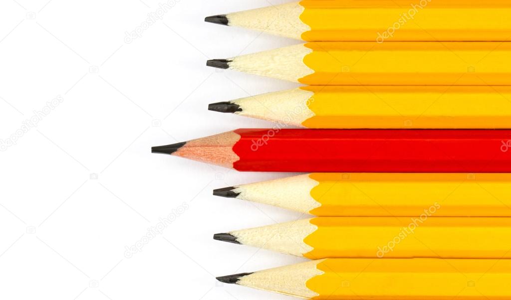 Red pencil and yellow pencils