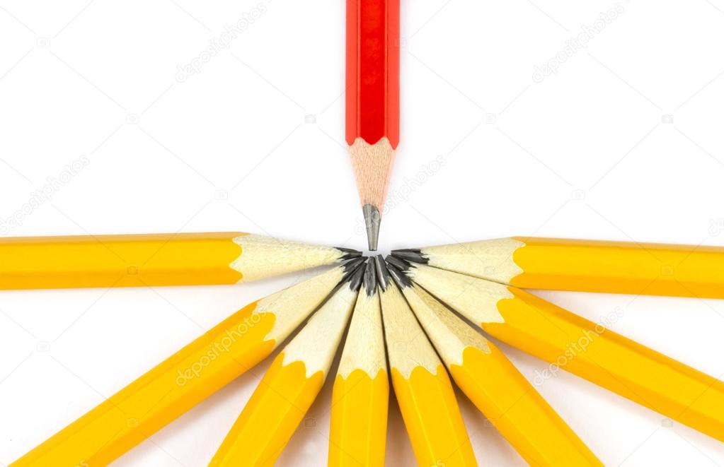 Red pencil and yellow pencils