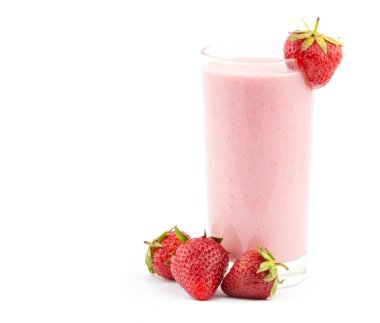 Strawberry smoothie with fresh strawberrys clipart