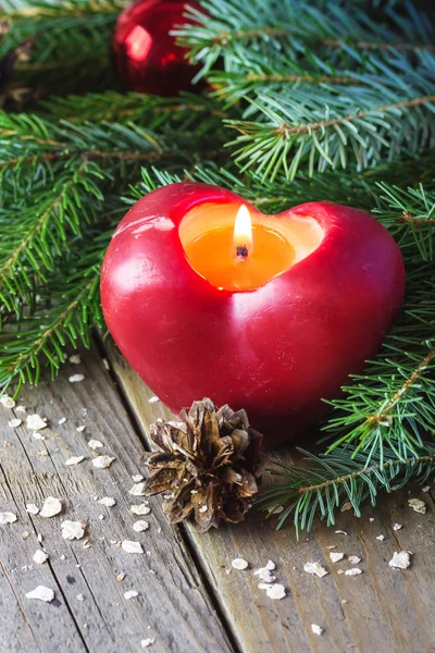 Red burning heart candle — Stock Photo, Image