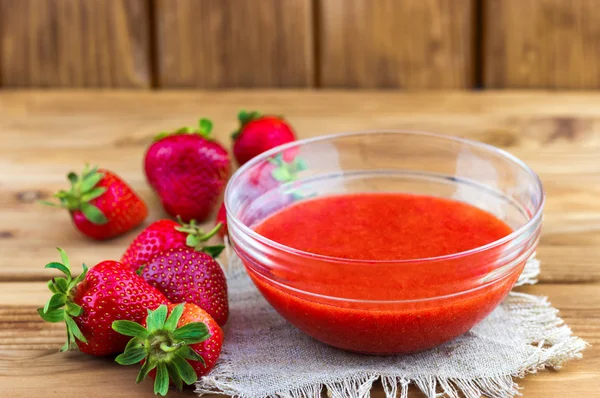 Strawberry mash in glass — Stock Photo, Image