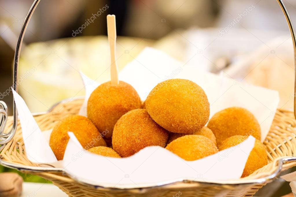 Heap of fried cheese balls