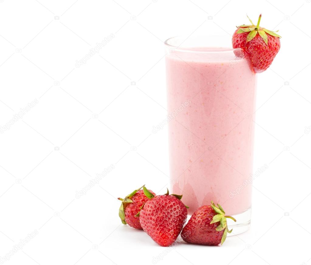 Strawberry smoothie with fresh strawberrys