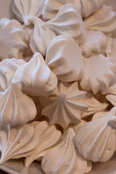 Meringue Bakgrund Små Vita Maränger — Stockfoto