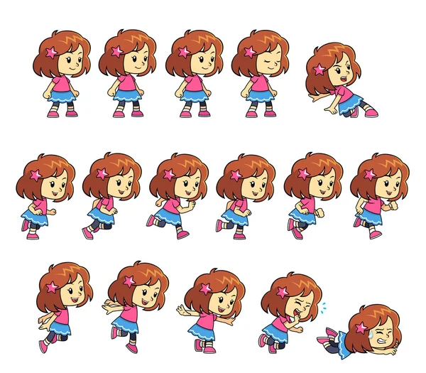 Pinky Girl spel Sprites — Stock vektor