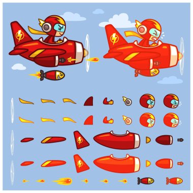 Kırmızı gök gürültüsü uçak oyun Sprites